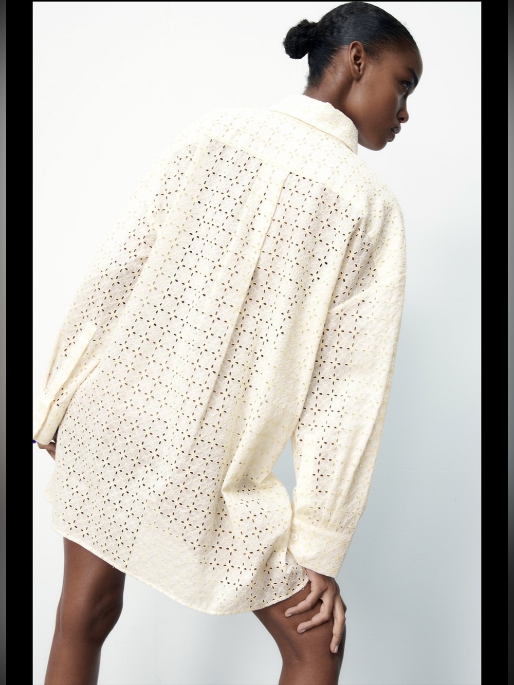 Zara oversized embroidered eyelets shirt - Picture 3 of 11